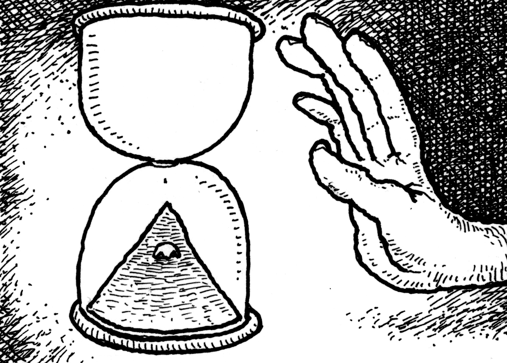 Cartoon image of person in an egg timer