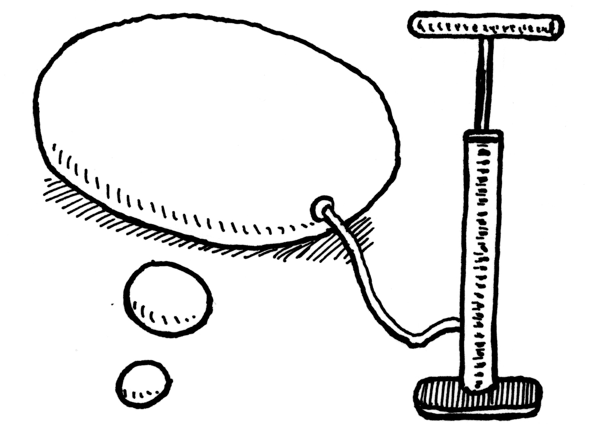 Cartoon image of a pump blowing up a thought bubble