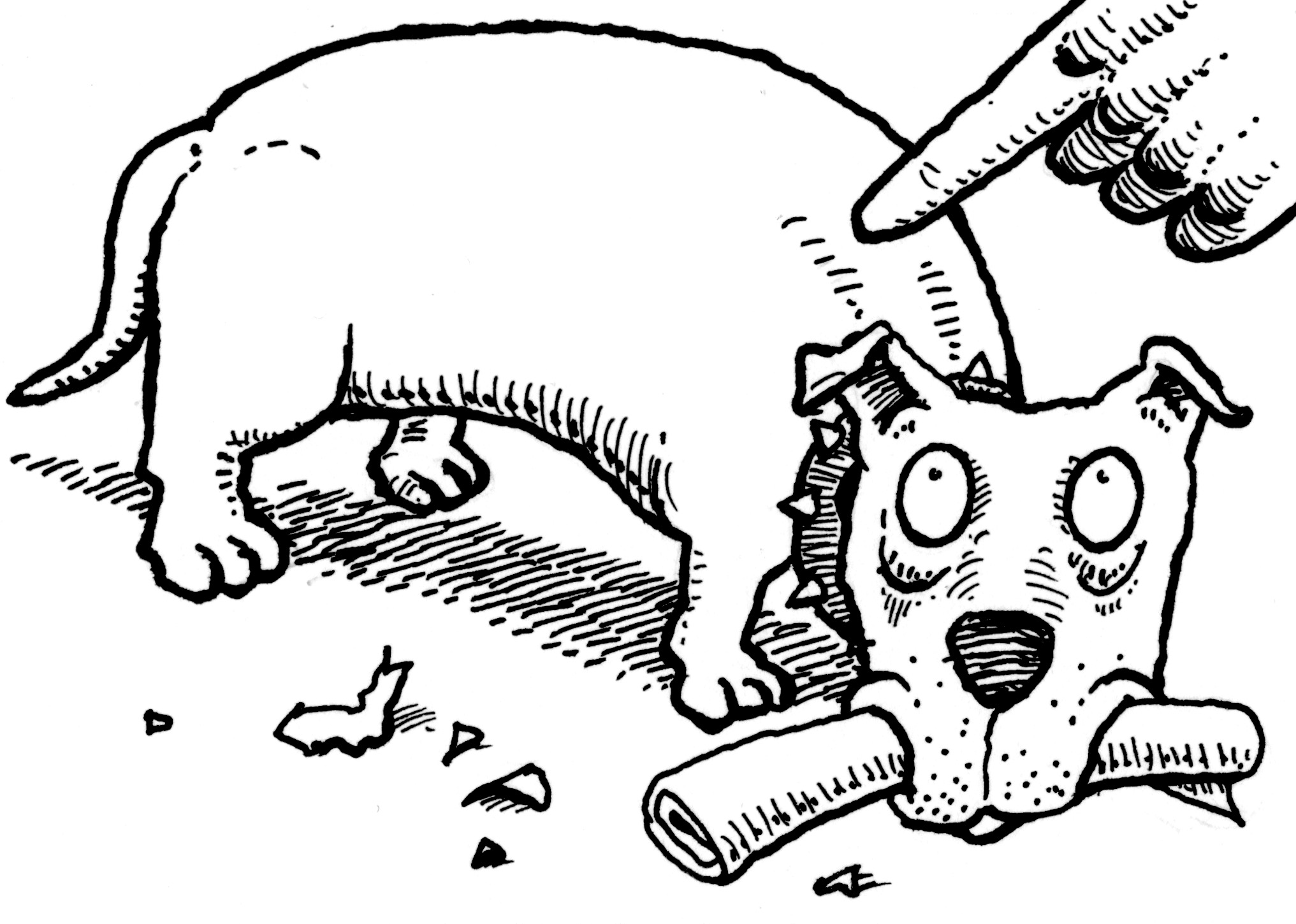 Cartoon of a dog being told to put down a stick