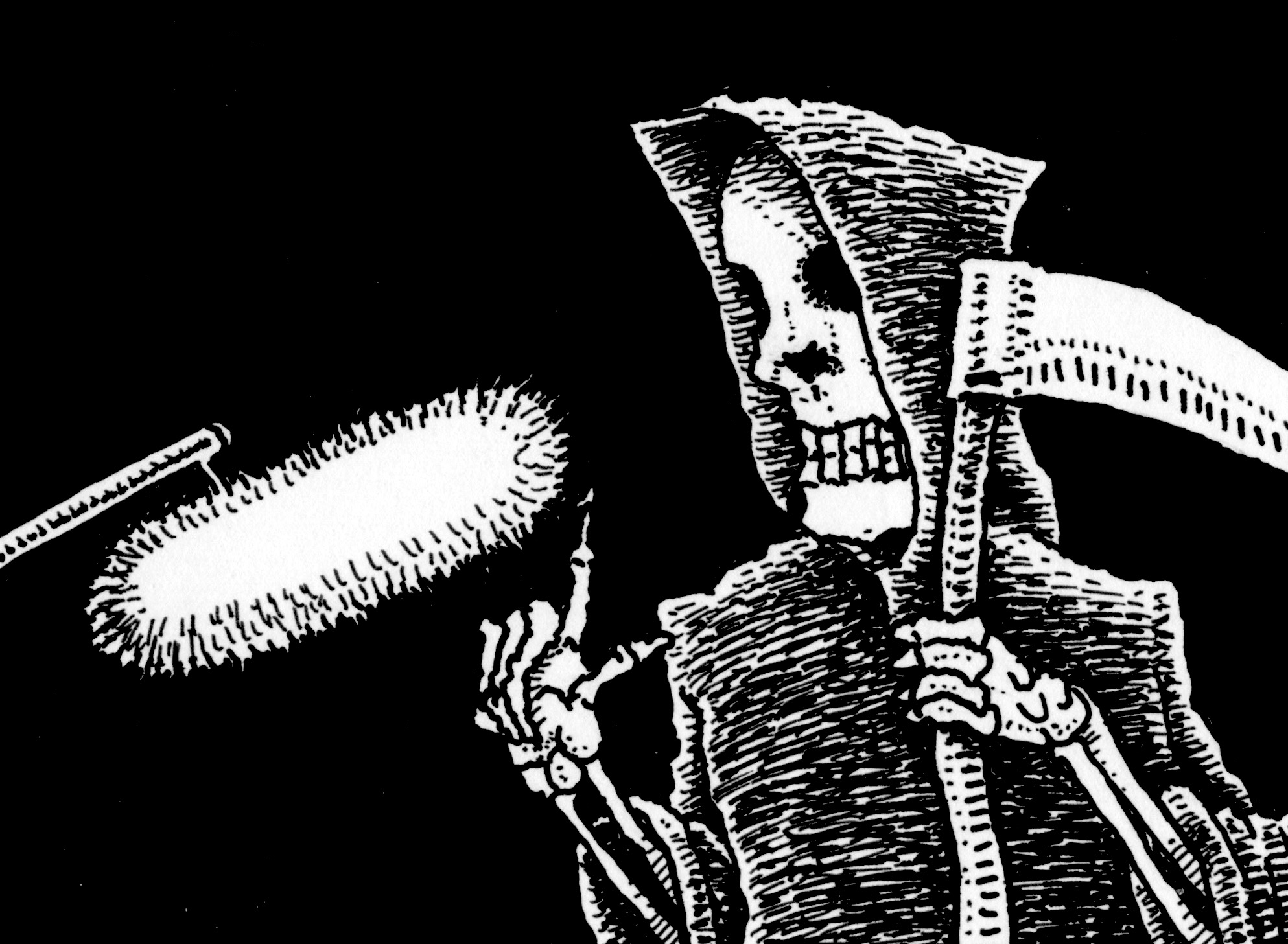 Cartoon of the grim reaper being interviewed