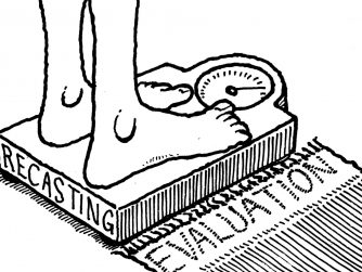 Cartoon image of a pair of feet on a set of wighing scales
