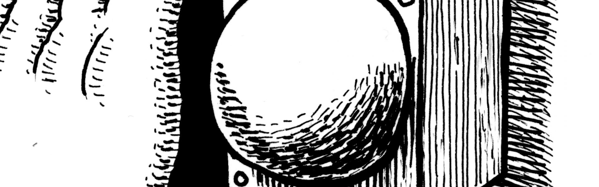 Cartoon hand hitting a big button