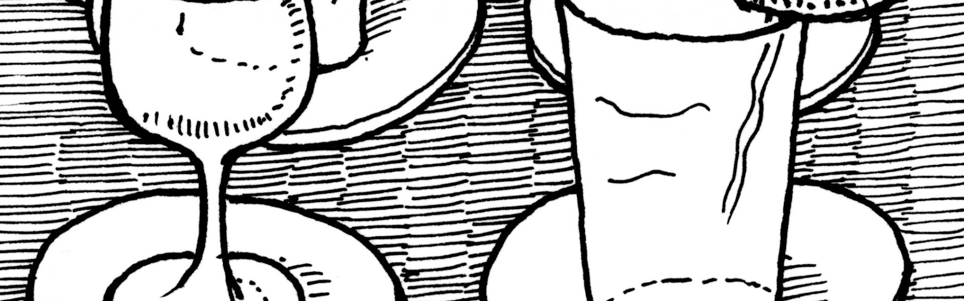 Cartoon image of drinks on speech bubbles