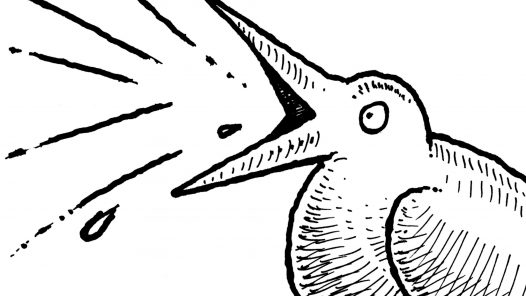 Cartoon image of a bird singing