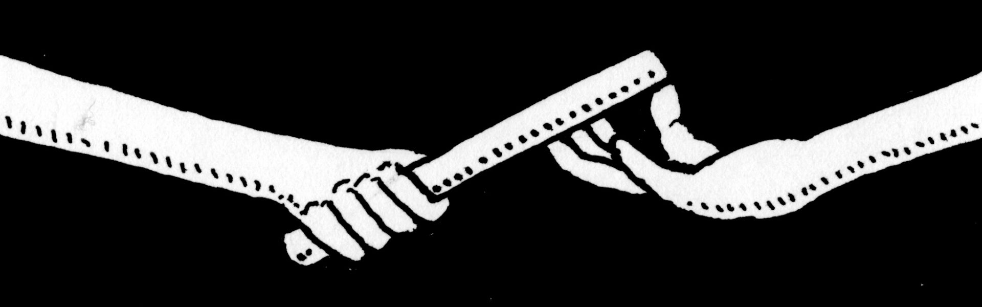 Caron image of a baton passing between two hands